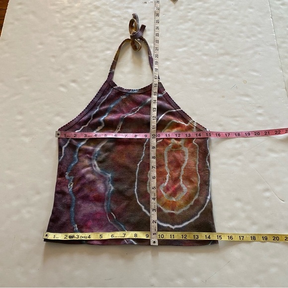Handmade Geode Tie Dye Halter Tank Top Shirt Womens Size Medium Upcycled Pink - Picture 8 of 10